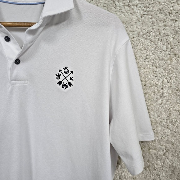 Greyson Polo Shirt Mens L White Short Sleeve brrr Cooling Logo Embroidered - Picture 3 of 12